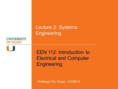 Lecture 2: Systems Engineering