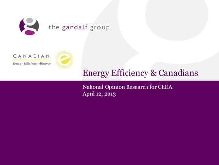 Energy Efficiency & Canadians National Opinion Research for CEEA April 12, 2013.