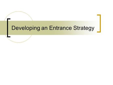 Developing an Entrance Strategy. Innovation = Invention + Commercialization.