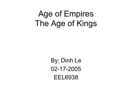 Age of Empires The Age of Kings