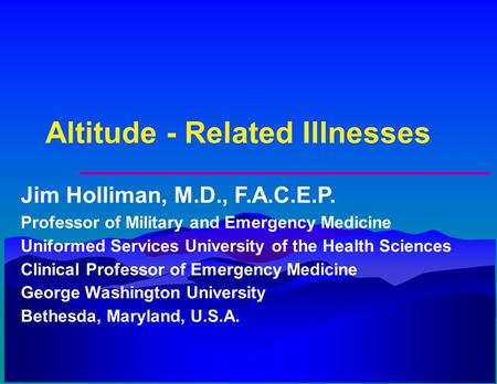 Altitude - Related Illnesses