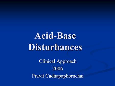 Acid-Base Disturbances