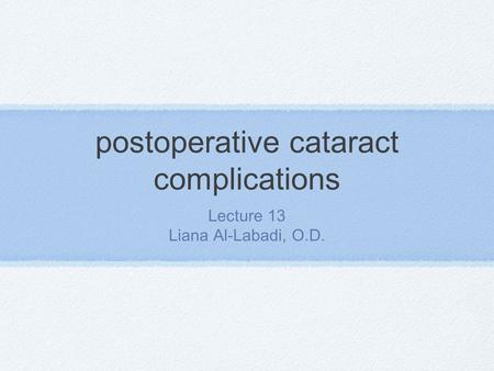 postoperative cataract complications