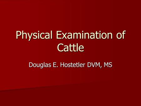 Physical Examination of Cattle