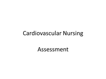 Cardiovascular Nursing