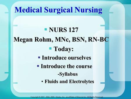 Medical Surgical Nursing