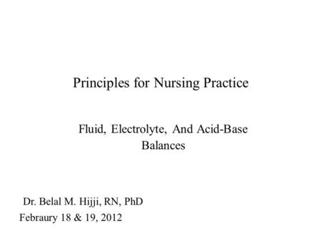 Principles for Nursing Practice