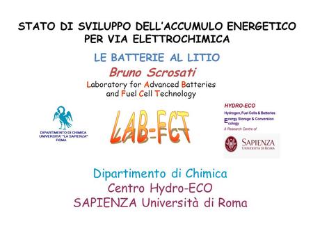 STATO DI SVILUPPO DELL’ACCUMULO ENERGETICO PER VIA ELETTROCHIMICA