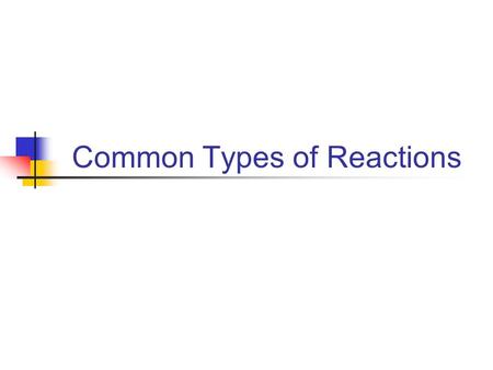 Common Types of Reactions. Combination Rxns Between non-metals to give a molecular product Between metal and non-metal to yield an ionic product Between.