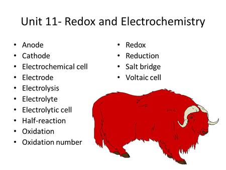 Unit 11- Redox and Electrochemistry