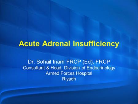 Acute Adrenal Insufficiency