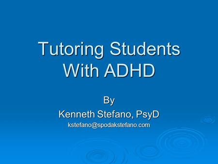 Tutoring Students With ADHD