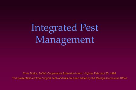 Integrated Pest Management