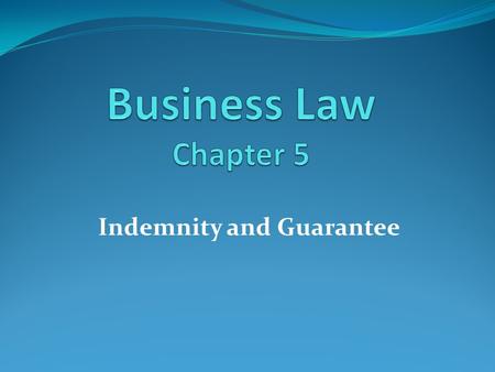 Indemnity and Guarantee