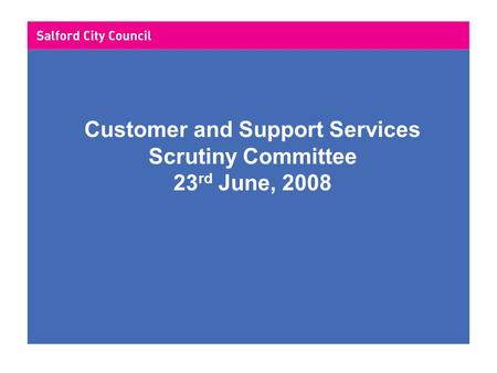 Customer and Support Services Scrutiny Committee 23 rd June, 2008.