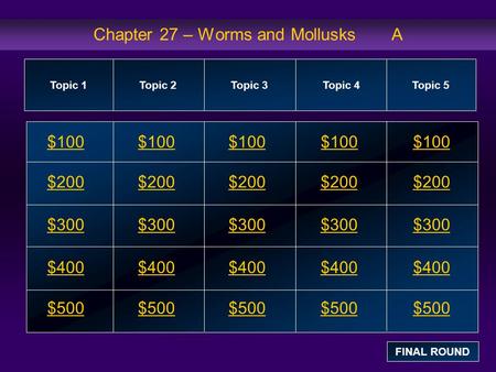 Chapter 27 – Worms and Mollusks A