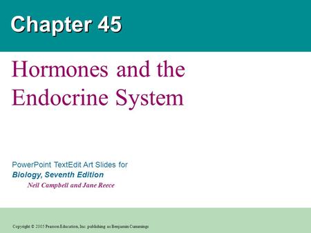 Copyright © 2005 Pearson Education, Inc. publishing as Benjamin Cummings PowerPoint TextEdit Art Slides for Biology, Seventh Edition Neil Campbell and.