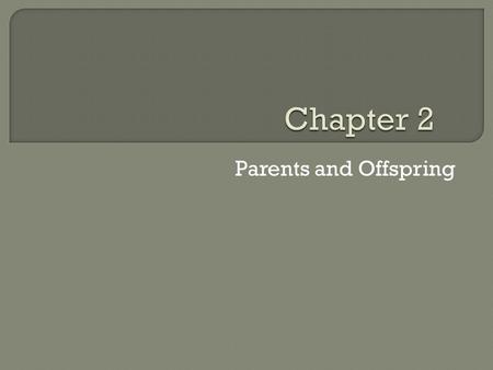 Parents and Offspring.  Sexual reproduction- the production of a new organism from 2 parents; all mammals reproduce sexually.  Fertilization- a sperm.