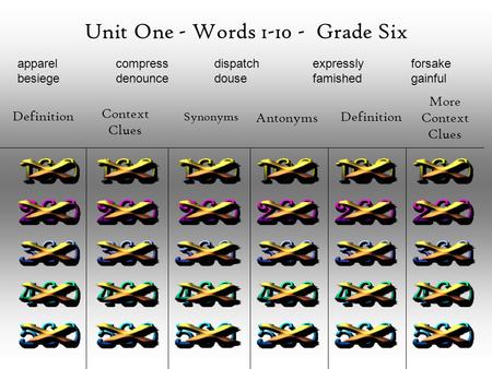 Unit One - Words Grade Six