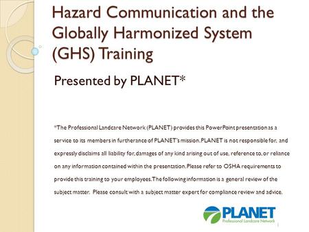 Hazard Communication and the Globally Harmonized System (GHS) Training