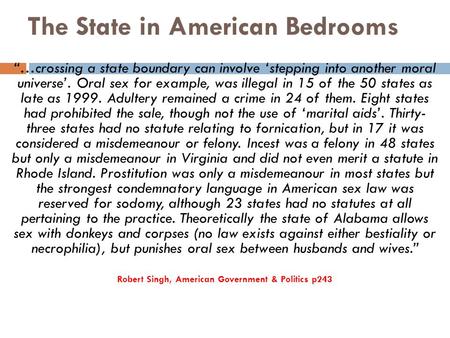 The State in American Bedrooms