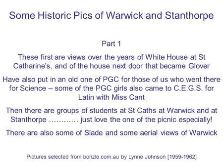 Some Historic Pics of Warwick and Stanthorpe Part 1 These first are views over the years of White House at St Catharine’s, and of the house next door that.