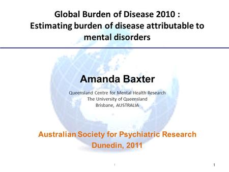 Amanda Baxter Global Burden of Disease 2010 :