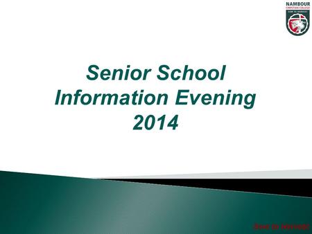 Senior School Information Evening 2014 Sow to Harvest.