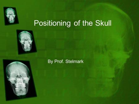 Positioning of the Skull