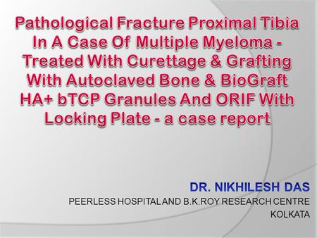  A 60 year old lady presented to us with pain, swelling left proximal tibia and inability to walk – 1 month  Being treated elsewhere with a POP slab.