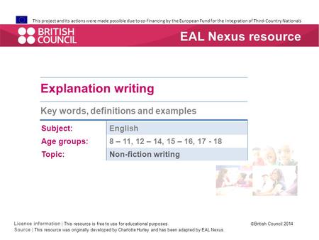 This project and its actions were made possible due to co-financing by the European Fund for the Integration of Third-Country Nationals Explanation writing.