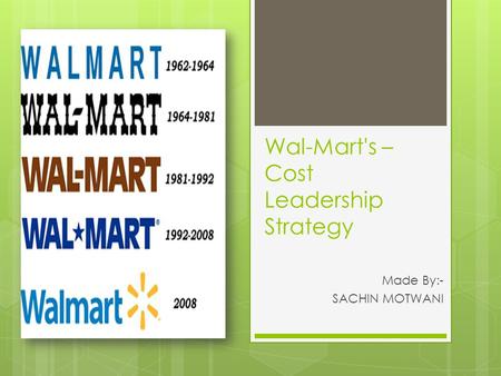 Wal-Mart's – Cost Leadership Strategy Made By:- SACHIN MOTWANI.