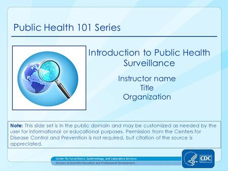 Introduction to Public Health Surveillance