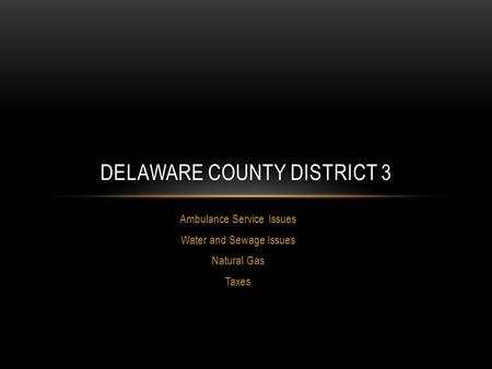 Ambulance Service Issues Water and Sewage Issues Natural Gas Taxes DELAWARE COUNTY DISTRICT 3.