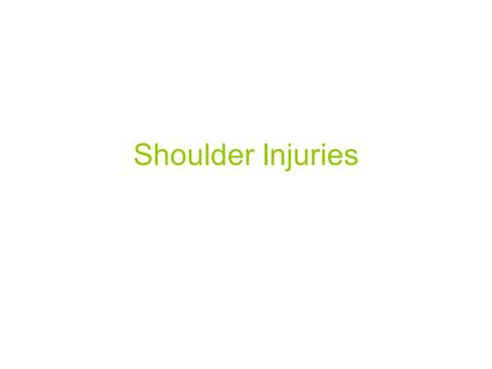 Shoulder Injuries.