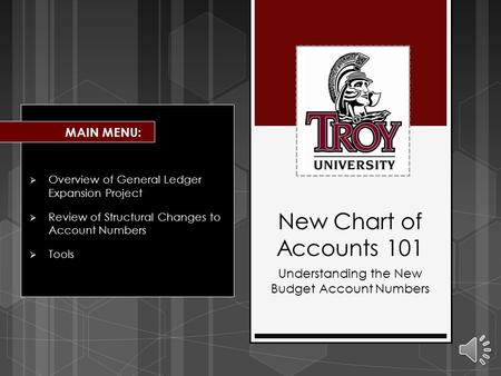 New Chart of Accounts 101 Understanding the New Budget Account Numbers  Overview of General Ledger Expansion Project  Review of Structural Changes to.