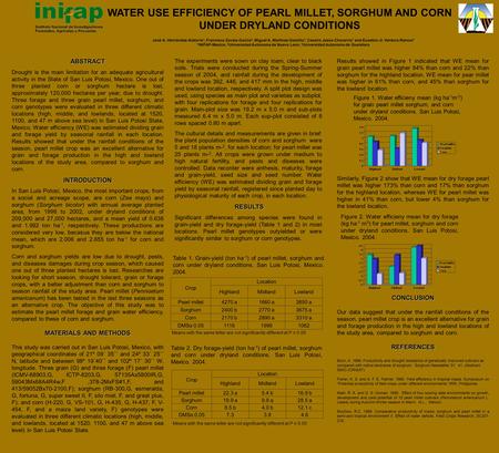 Results showed in Figure 1 indicated that WE mean for grain pearl millet was higher 84% than corn and 22% than sorghum for the highland location. WE mean.