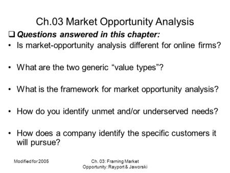 Ch.03 Market Opportunity Analysis