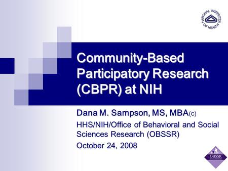 Community-Based Participatory Research (CBPR) at NIH