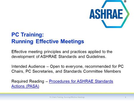 PC Training: Running Effective Meetings