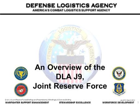 1 DEFENSE LOGISTICS AGENCY AMERICA’S COMBAT LOGISTICS SUPPORT AGENCY DEFENSE LOGISTICS AGENCY AMERICA’S COMBAT LOGISTICS SUPPORT AGENCY WARFIGHTER SUPPORT.