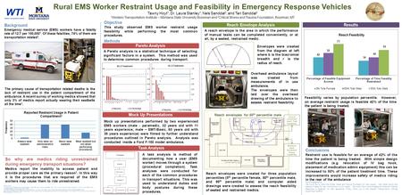 Objective This study observed EMS worker restraint usage feasibility while performing the most common procedures. Methods Rural EMS Worker Restraint Usage.