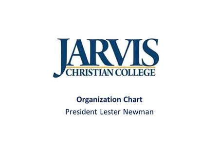 Organization Chart President Lester Newman. Vice President Finance and Administration Provost/Vice President Academic Affairs Executive Assistant, Director.