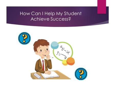 How Can I Help My Student Achieve Success? Prefrontal Cortex or the “Thinking Brain” is not fully developed  Less likely to stay organized  Less likely.