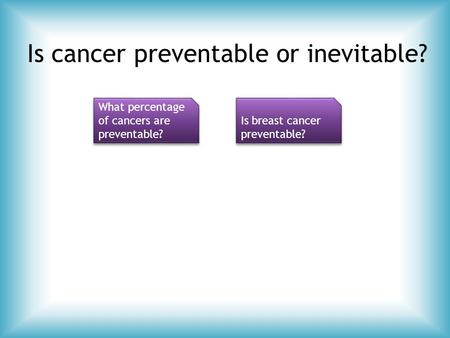 What percentage of cancers are preventable? What percentage of cancers are preventable? Is breast cancer preventable? Is breast cancer preventable? Is.