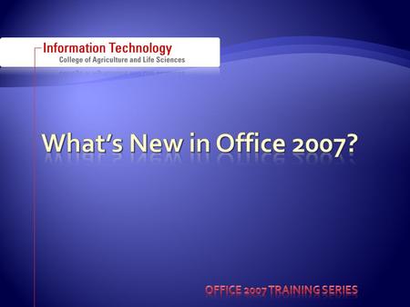  From Microsoft.com: “In Word 2007, you can spend more time writing and less time formatting. The new, results-oriented Office Fluent user interface.