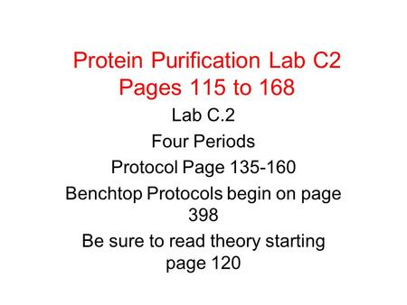 Protein Purification Lab C2 Pages 115 to 168