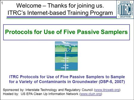 Protocols for Use of Five Passive Samplers