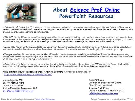 About Science Prof OnlineScience Prof Online PowerPoint Resources Science Prof Online (SPO) is a free science education website that provides fully-developed.