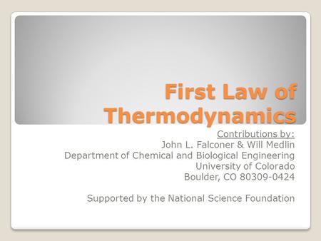 First Law of Thermodynamics